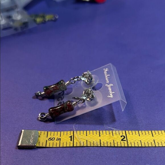 NThandmade Jewelry Silver and Dark Red Earrings - Picture 2 of 3